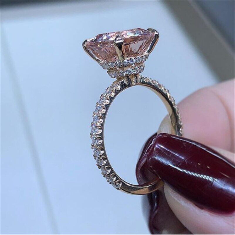 14K Rose Gold color Natural Shine Moissanite Ring for Women Anillos De Bizuteria Silver 925 Jewelry Luxury Jewelry Rings Box