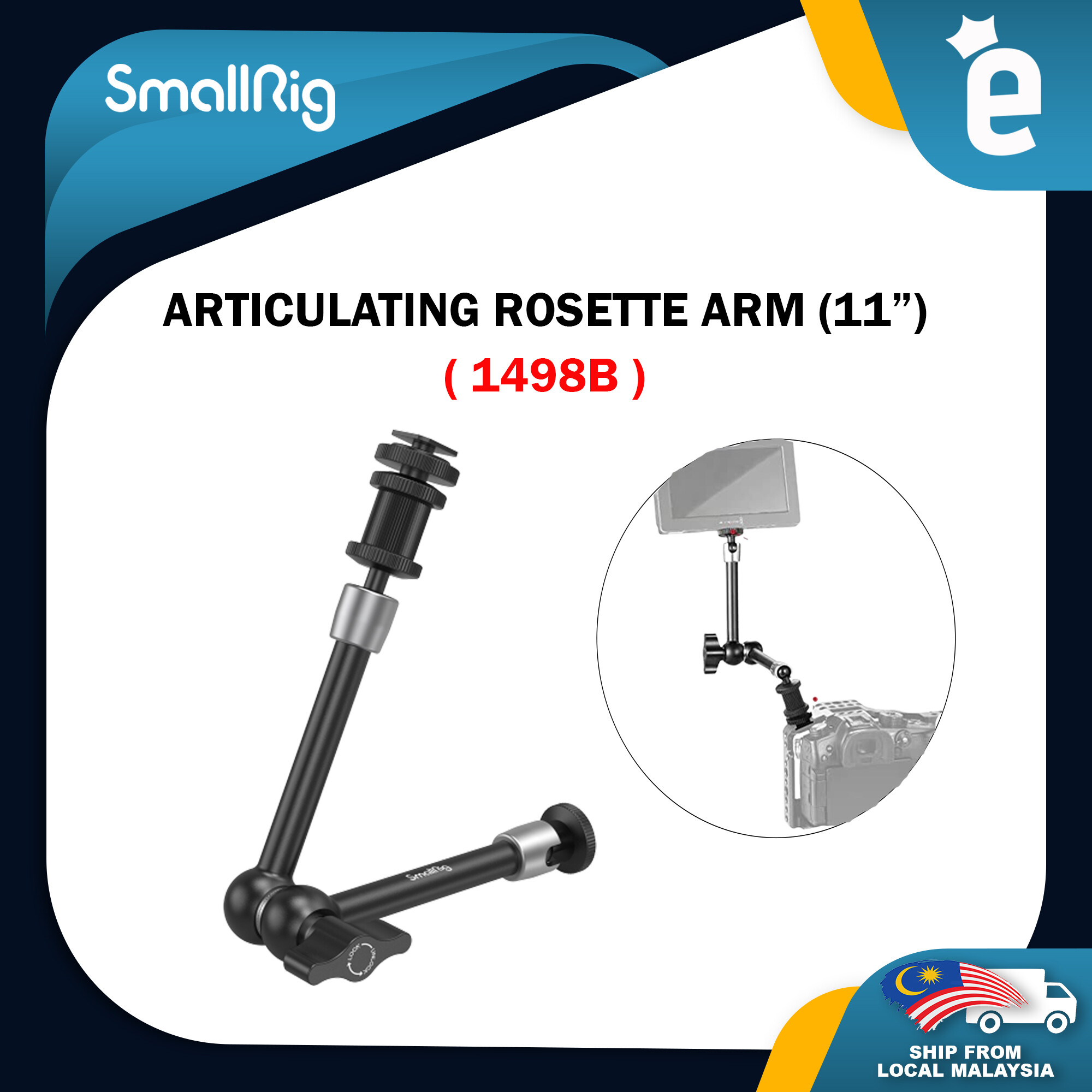 Bras Articulé SmallRig 1498B Avec Rosettes (11 Pouces) - Poignée Pour Cage Vidéo