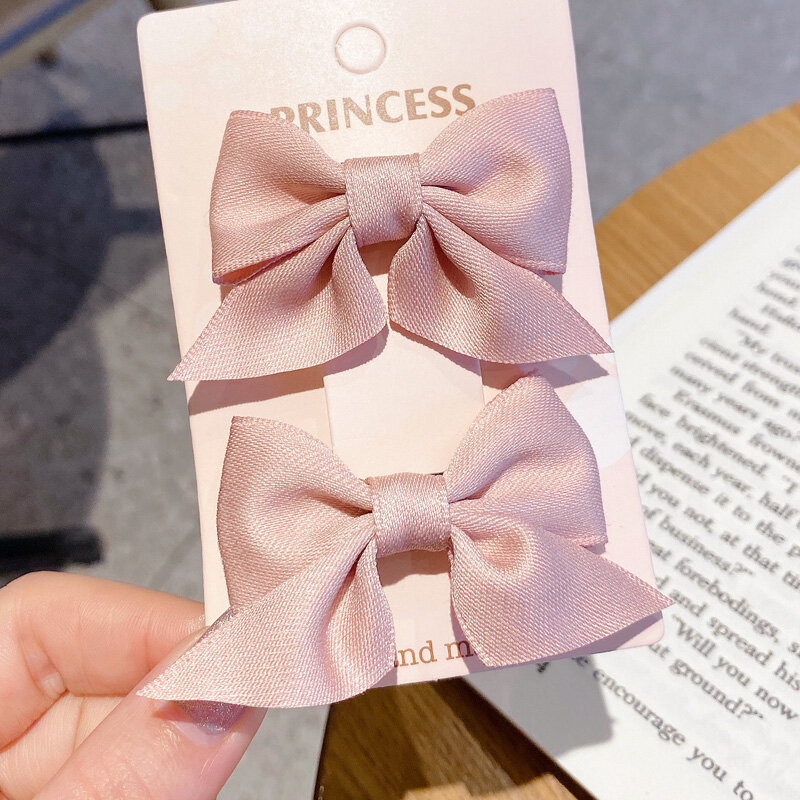 [ACC]Pure Color Simple Korean Bow Hairpin Small Bangs Clip To Clip Princess Headdress Hair Accessories Female