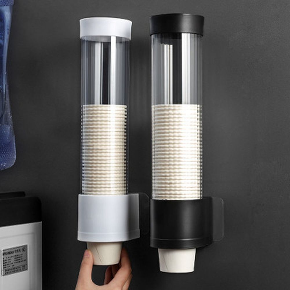 ELEVE Disposable Paper Cups Wall Mounted Dustproof Automatic Plastic Storage Rack Cup Dispenser Cup Remover Cup Holder