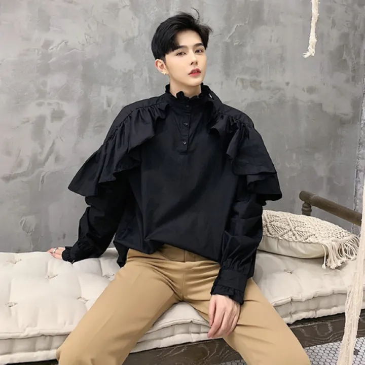 mens pullover button down shirt