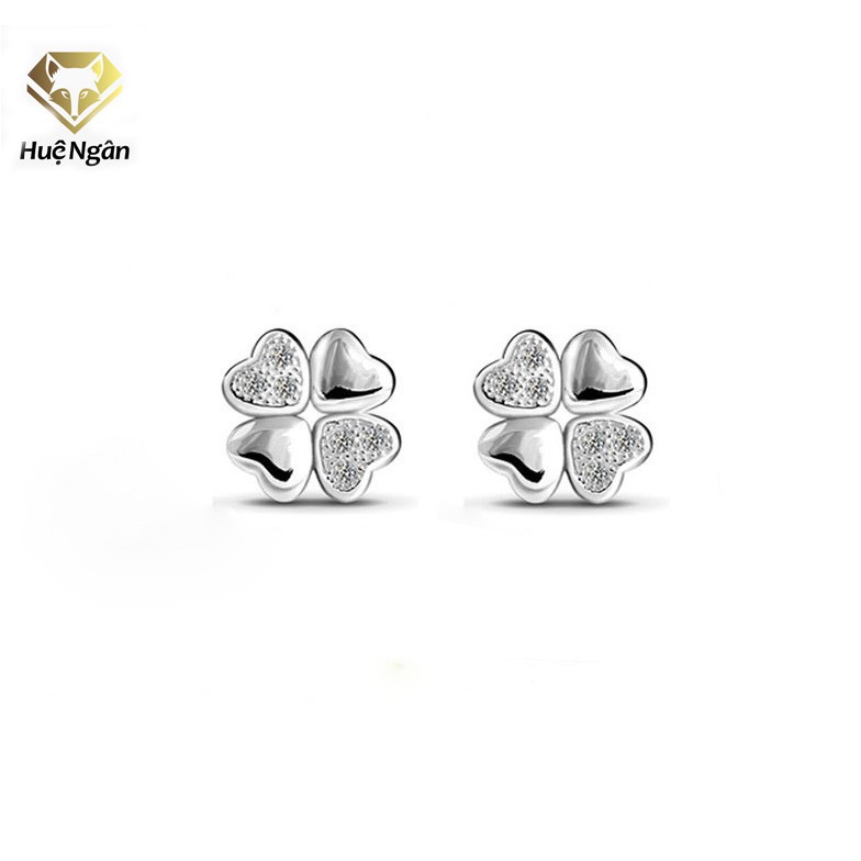 Bông tai bạc ý 925 huệ ngân - cỏ bốn lá may mắn rye140242