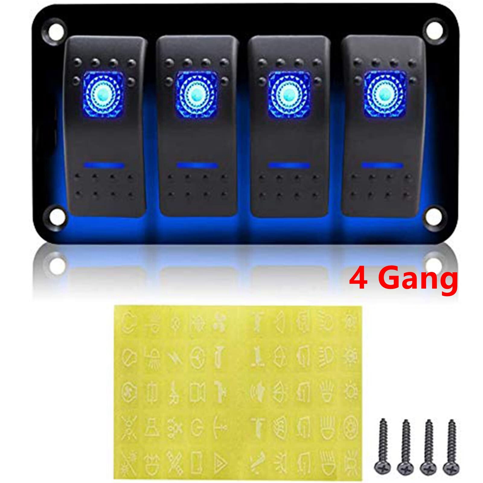 3/4/5 gang switch panel, 12v/24v toggle rocker switch panel 4.8a dual usb charger rocker switch for car truck boat marine