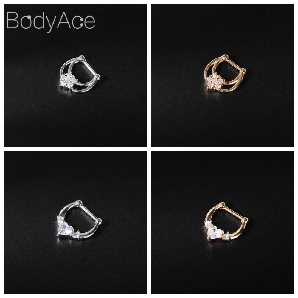 Bodyace 1 chiếc Khuyên tai xoắn ốc hình con ong hình con ong đoạn có khớp nối vòng kín bấm xỏ mũi bằng đồng 10mm