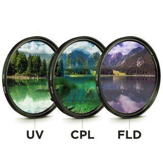 Bộ 3 ống kính uv cpl 3 trong 1 49 52 55 58 62 67 72 77mm kèm túi ống kính màu máy ảnh thay thế bộ lọc uv 1