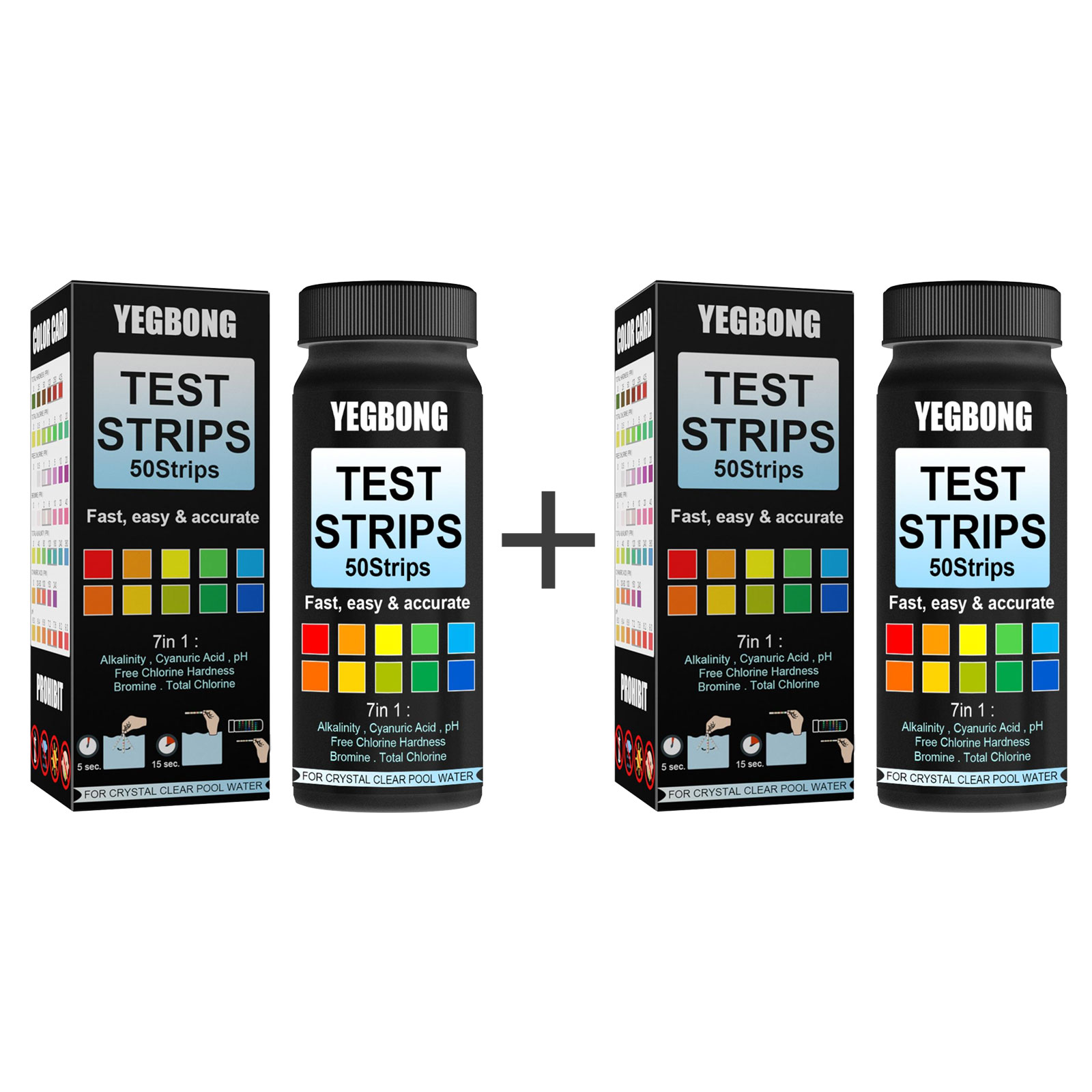 YEGBONG Swimming Pool Test Paper Residual Chlorine PH Value Alkalinity Hardness Test Strip A Bottle Test Strips Chlorine Dip Hot Tub PH Tester Paper Swimming Pool Test Strip Hot Spring Water Test Strips SPA Testing