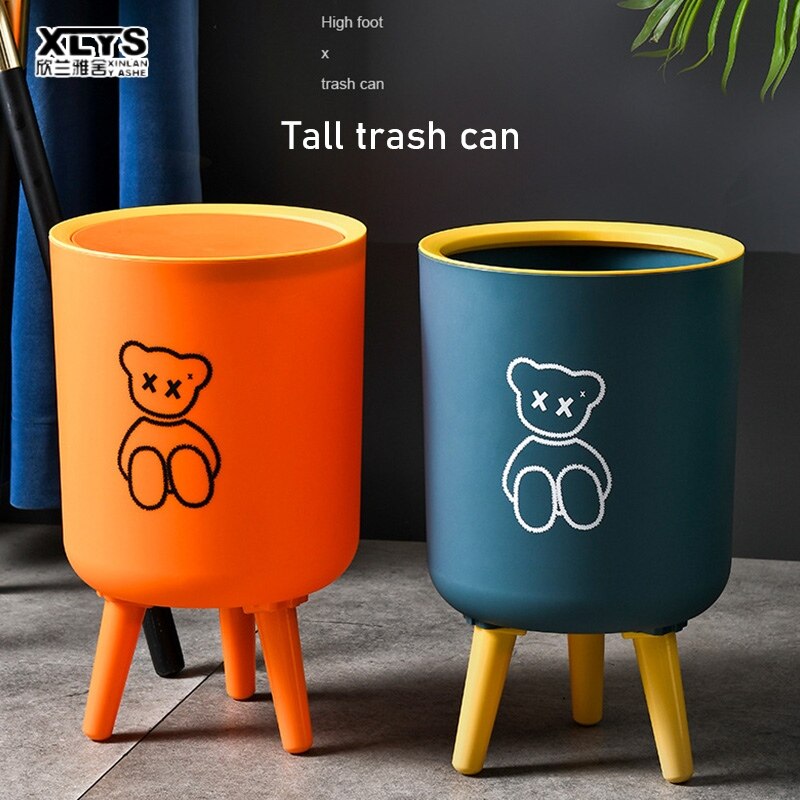 XINLANYASHE rubbish bin trash can with lid creative house with cover press living room bathroom bathroom imitation wood rubbish bin