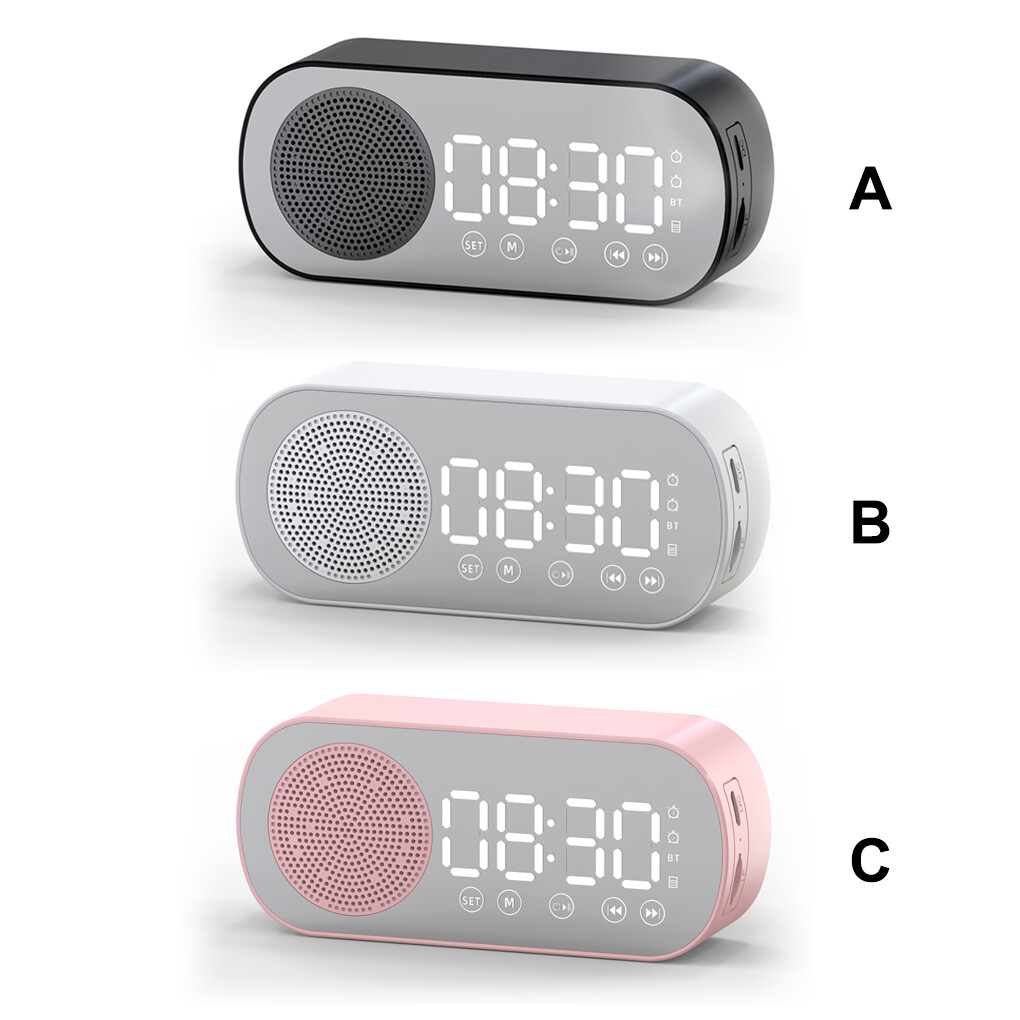 Digital Alarm Clock Mirror Surface Button Operation Bluetooth-compatible 5.0 Speaker Wireless MP3 Player Household Supplies