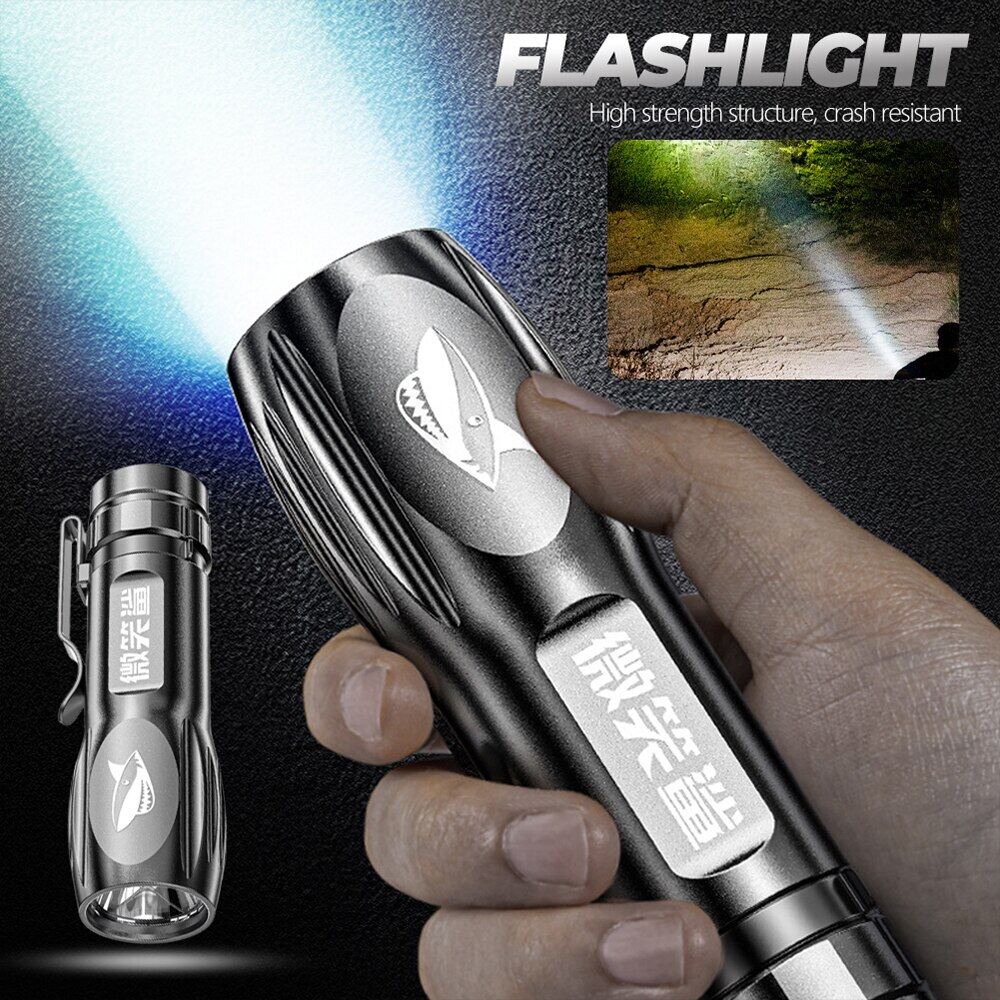 Đèn pin mini đèn báo nguy có thể sạc lại ánh sáng mạnh đèn lồng cắm trại usb đèn pin mạnh mẽ Nhật Bản ban đầu torchlight mạnh mẽ tourch ánh sáng siêu đèn pin sáng xách tay spotlight đi xe đạp ngoài trời đèn pin đi bộ đường dài cầm tay nhẹ đèn pin