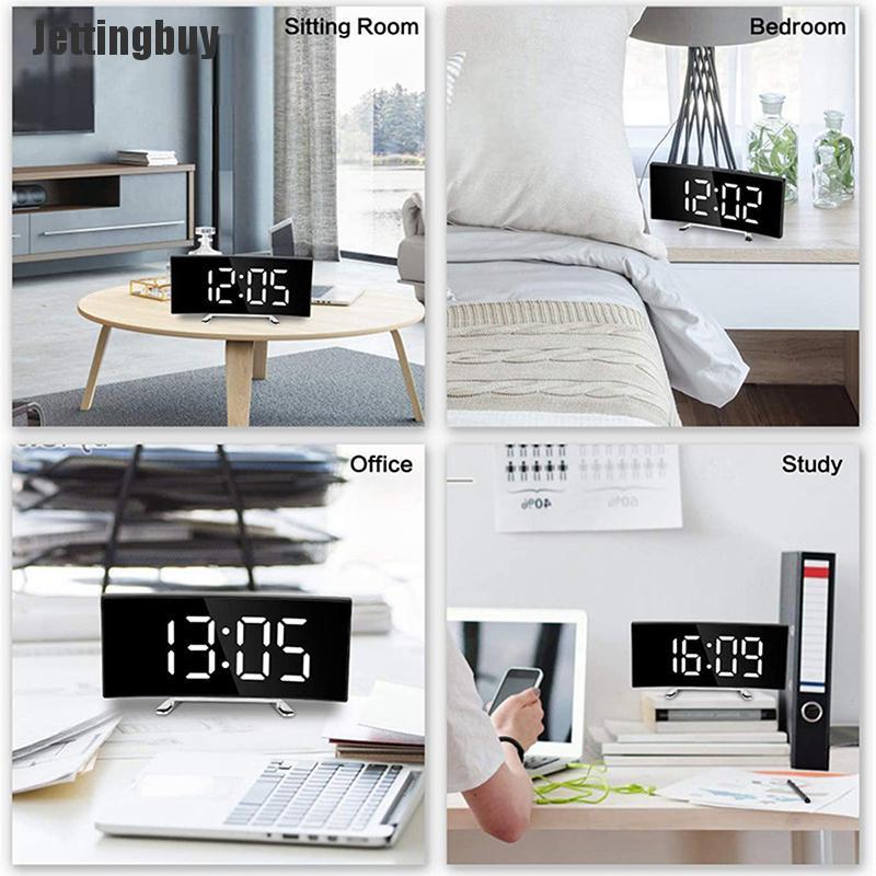[Jettingbuy] Đồng Hồ Báo Thức Kỹ Thuật Số 7 Inch Đồng Hồ Để Bàn Điện Tử Kỹ Thuật Số Led Có Thể Điều Chỉnh Độ Sáng Cong Đồng Hồ Để Bàn Số Lượng Lớn