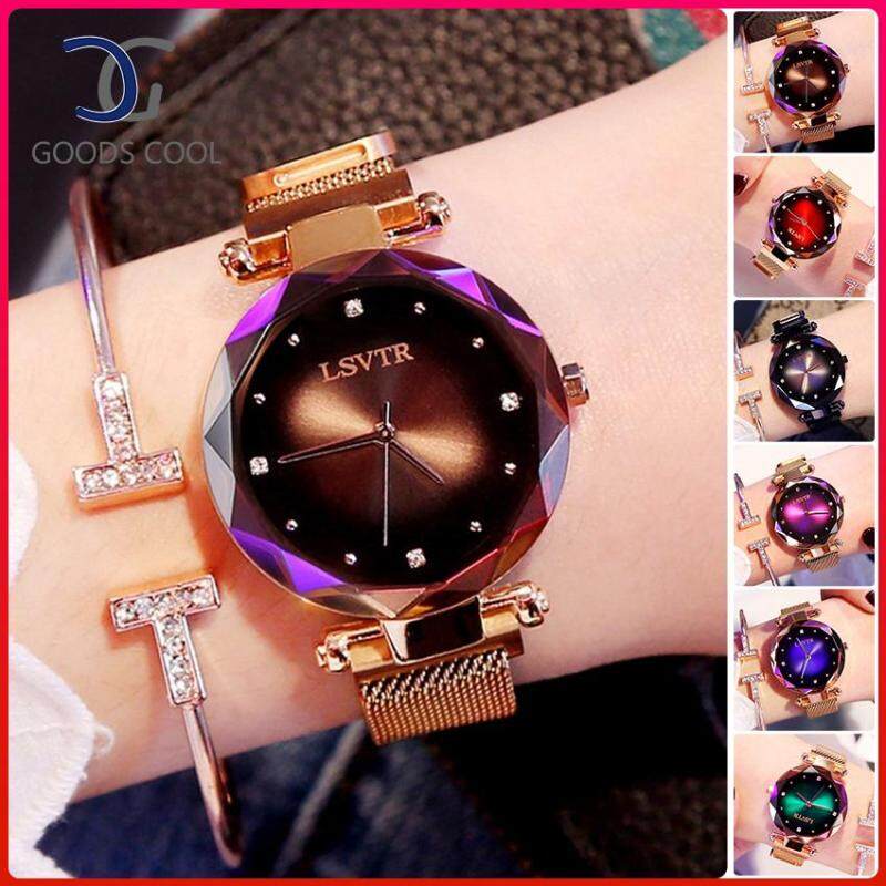 GoodScool Fashion Starry Shiny Women Wrist Watch Stainless Steel Quartz Watch with Magnet Milan Mesh Belt&Magnet Strap Buckle Malaysia