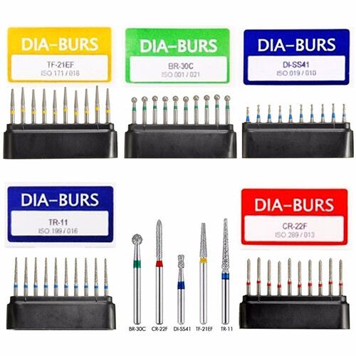 lentils 50Pcs Dental Diamond Burs Tapered Medium FG 1.6mm for High Speed Handpiece