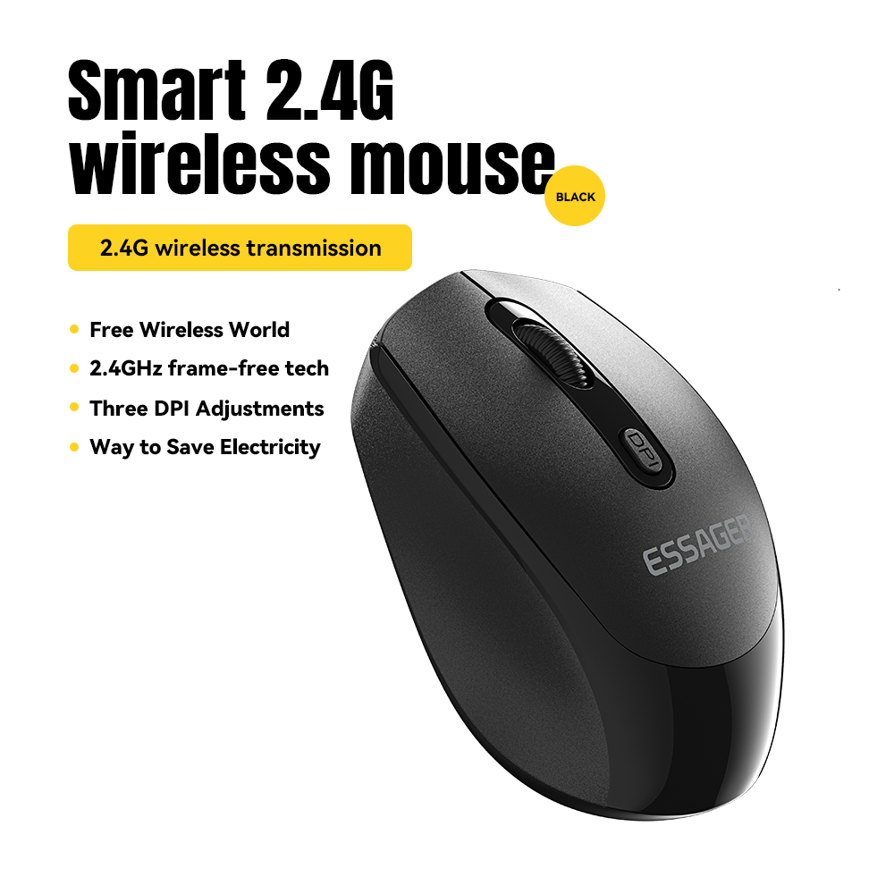 Essager 2.4g wireless mouse 3 speed dpi 800 1200 1600 smart power saving laptop/pc/pad wireless mouse