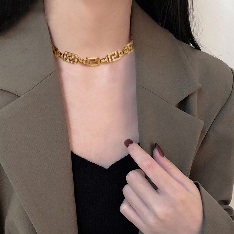 FJSL Luxury Maze Necklace Women Thick Chain Couple Necklaces Punk Style Fashion Jewelry