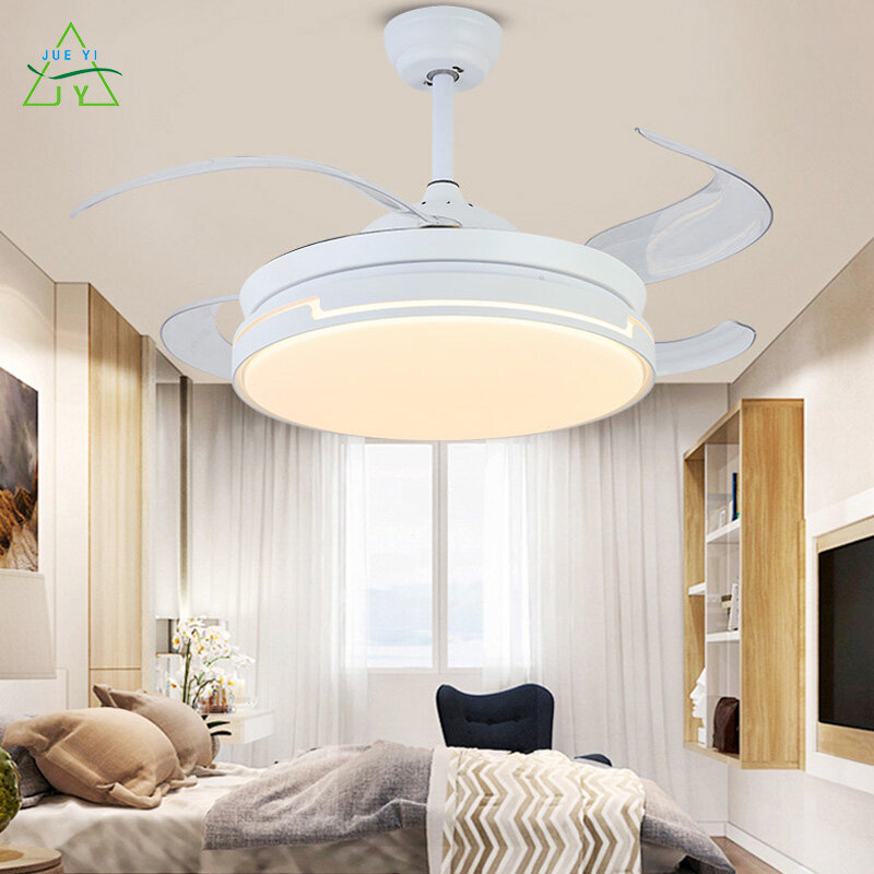 KS Ceiling fan light 36 inch 220v remote control living room light bedroom light invisible fan light LED ceiling light simple household chandelier