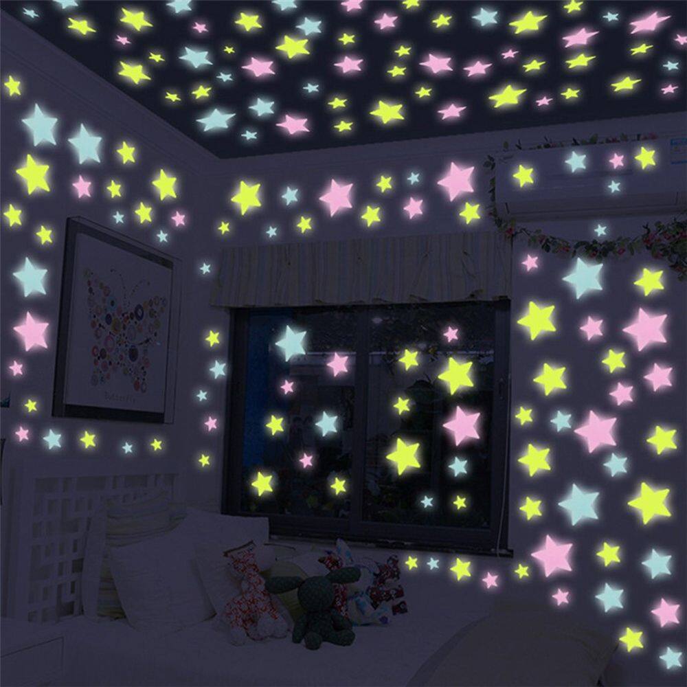 1 Removable Multi Color Plastic Glow In Dark Stars Stickers Home