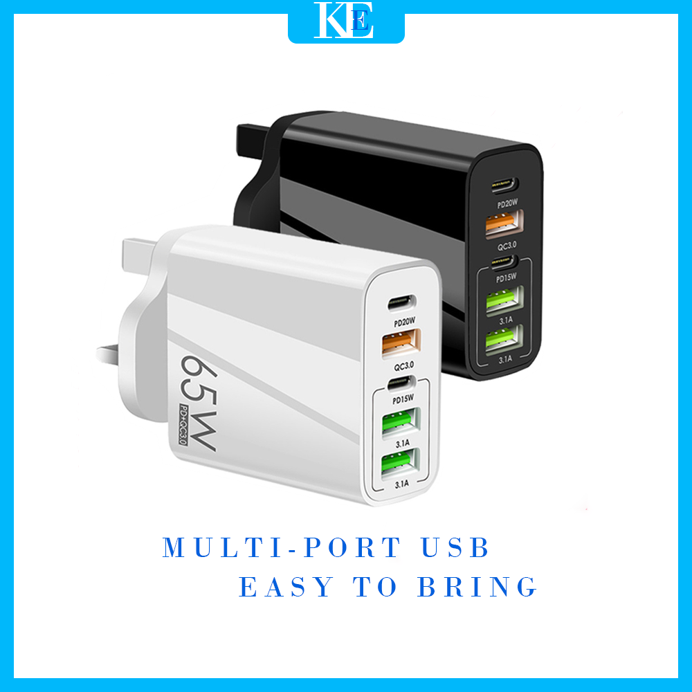 65W Quick Charge Type C PD Multi travel Adapter_voghion.com