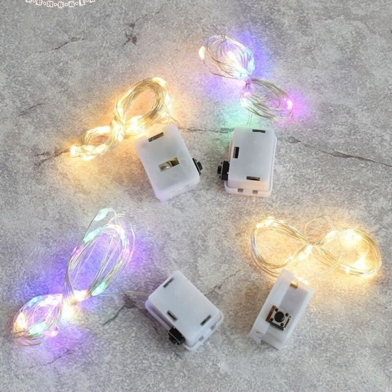 Đèn Dây 1/2M 10/20LED Đèn Trang Trí Chạy Pin Dây Đồng Cổ Tích