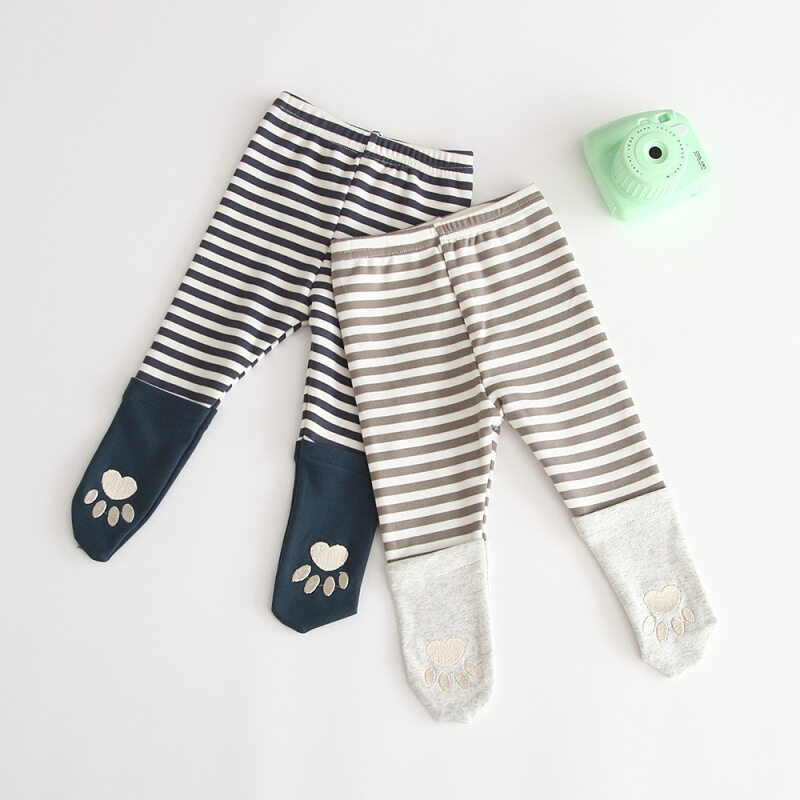 Bộ Quần Áo Bé Gái 3-24M Quần Tất Kẻ Sọc Vải Bông 100% Quần Dài Phiên Bản Hàn Quốc Quần Bó Sát