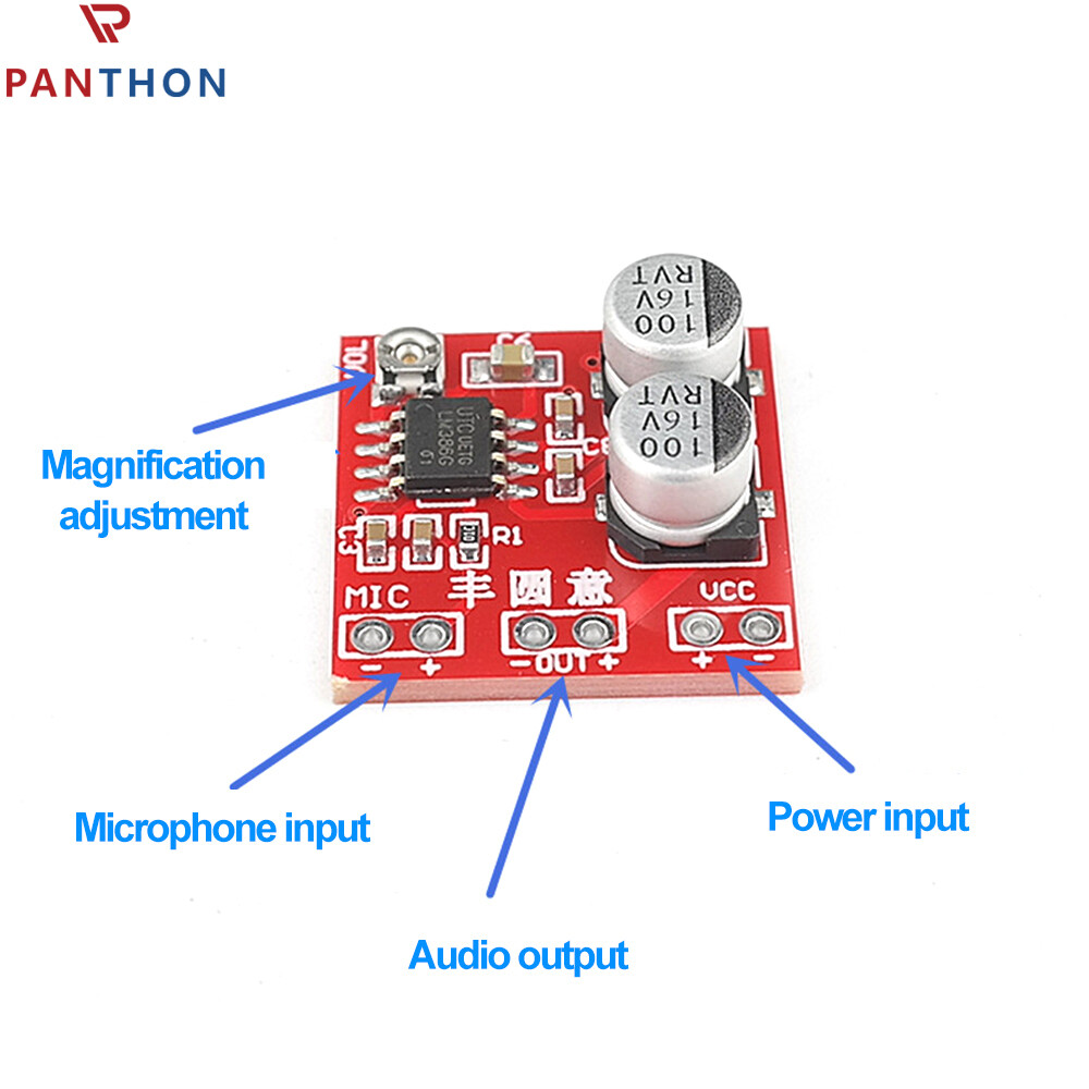 PANTHON DC4-12V LM386 Electret Microphone Amplifier Board Microphone Pickup Module Can Drive Earphones and Small Power Speakers