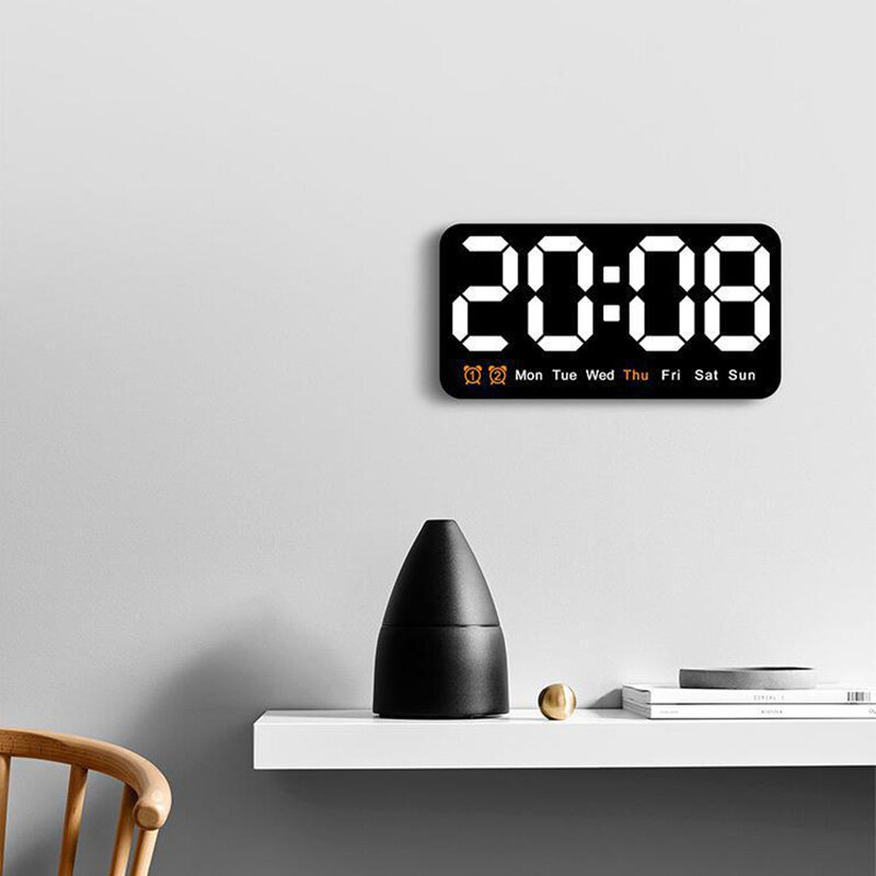 New wall clock, simple, large screen, dual purpose clock, living room clock, temperature multifunctional alarm clock