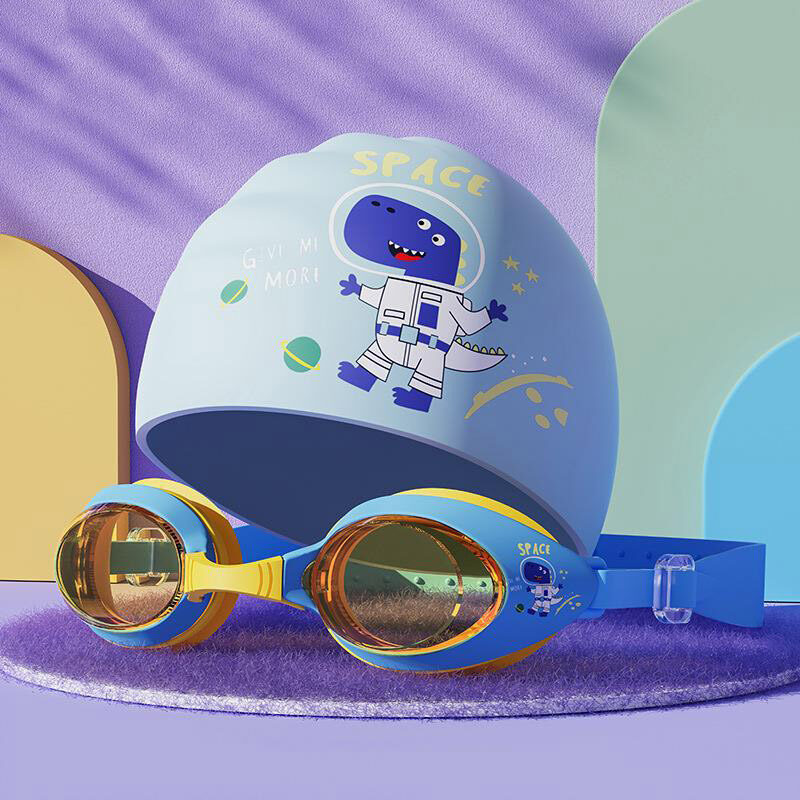 IP Small frame children's swimming goggles Boys and girls swimming high-definition waterproof anti-fog glasses diving goggles swimming cap