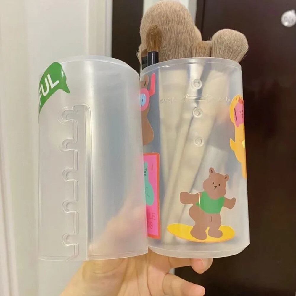 sanhe 1pcs Transparent PVC Dustproof Storage Box Adjustable Height Makeup Brush Box with Lid