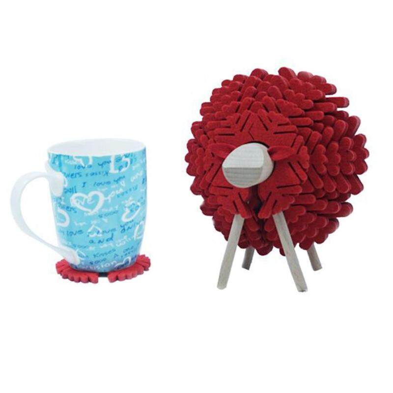 Felt Coaster Cups Mugs Mats Non-slip Cute Elk Cups Holder Ornament for Home Office
