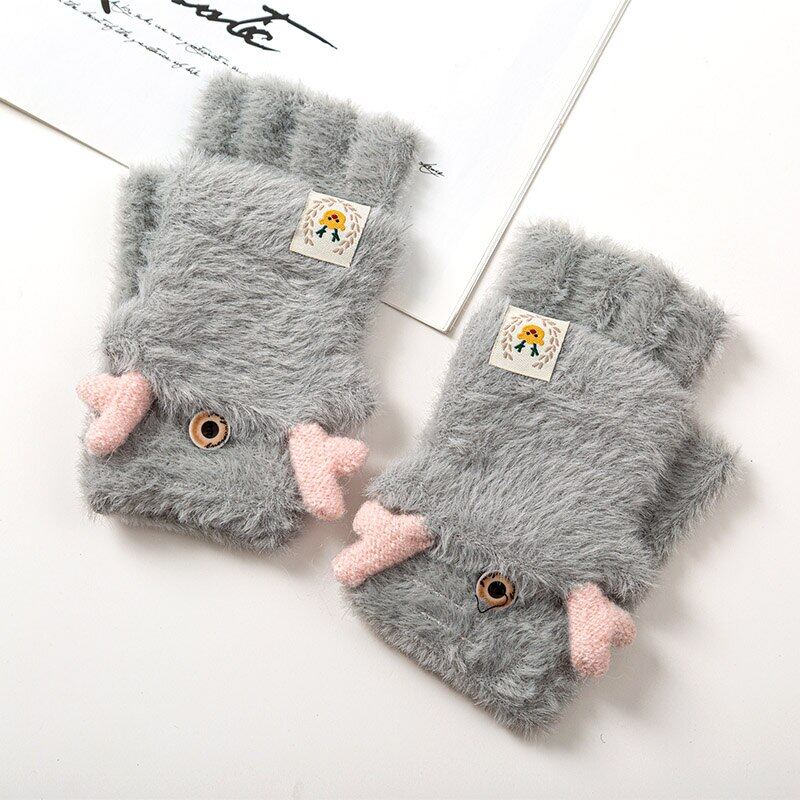 Fashion Women Winter Gloves Mitten Warmer Half Finger Ladies Wool Flip Cover Gloves