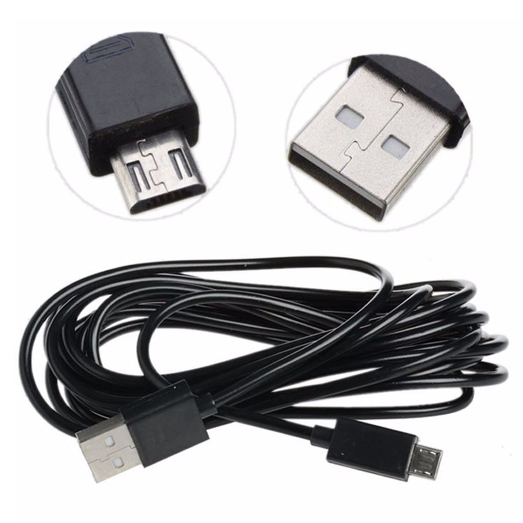 3M Micro USB Cable Black/White Charging Cord For Playstation 4 Game Controller
