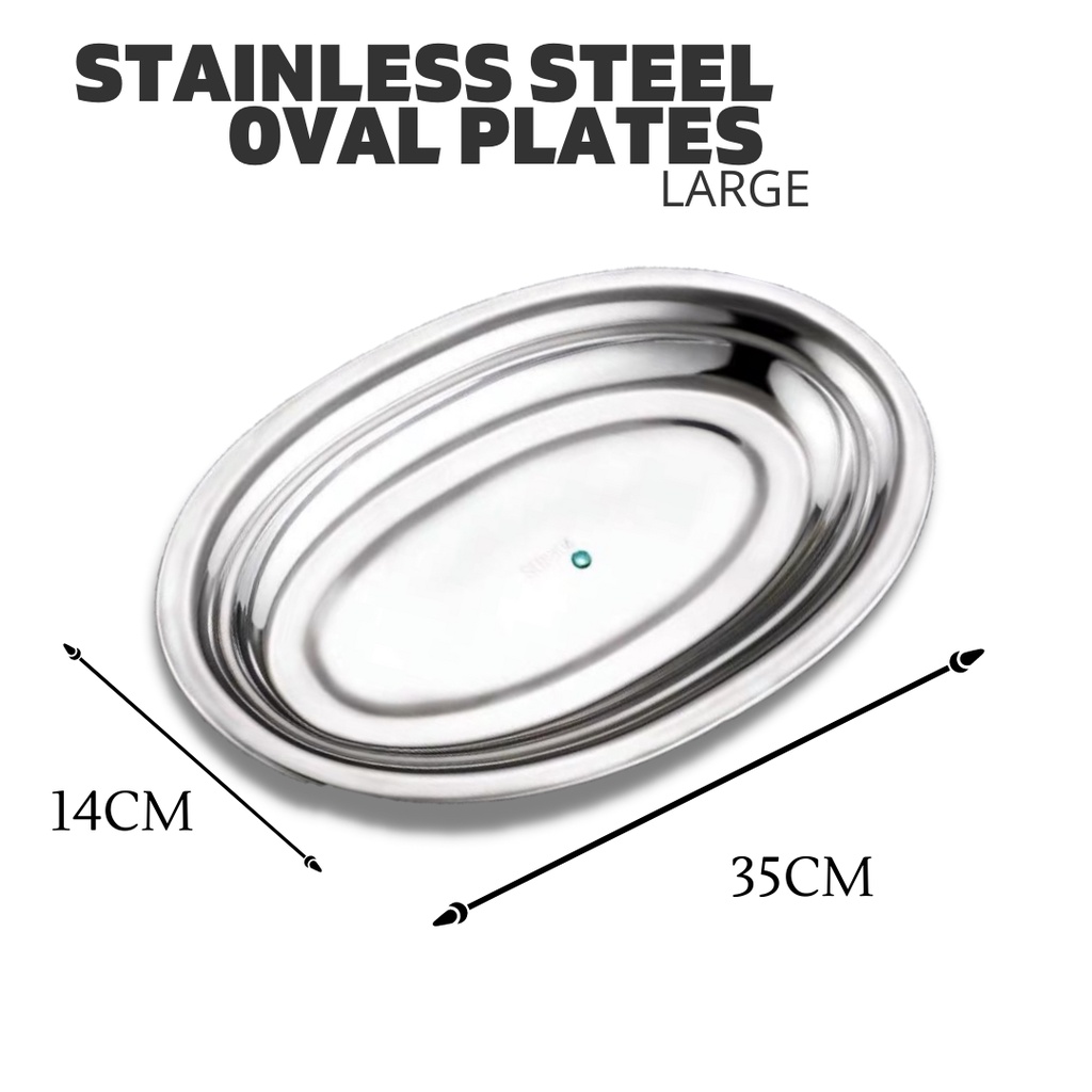 ⭐Stainless Steel Oval Plate Steam Fish Plates Snack Dessert Serving ...