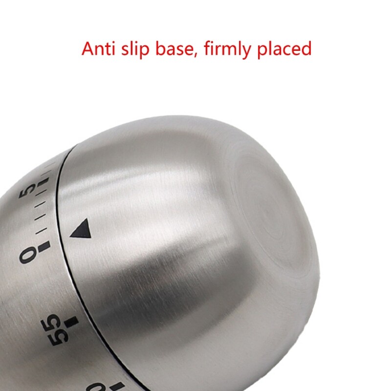 【Ready Stock】Stainless Steel Egg Shape Mechanical Kitchen Timer 60-Minute Wind Up Dial Rotating Countdown Egg Timer No Batteries