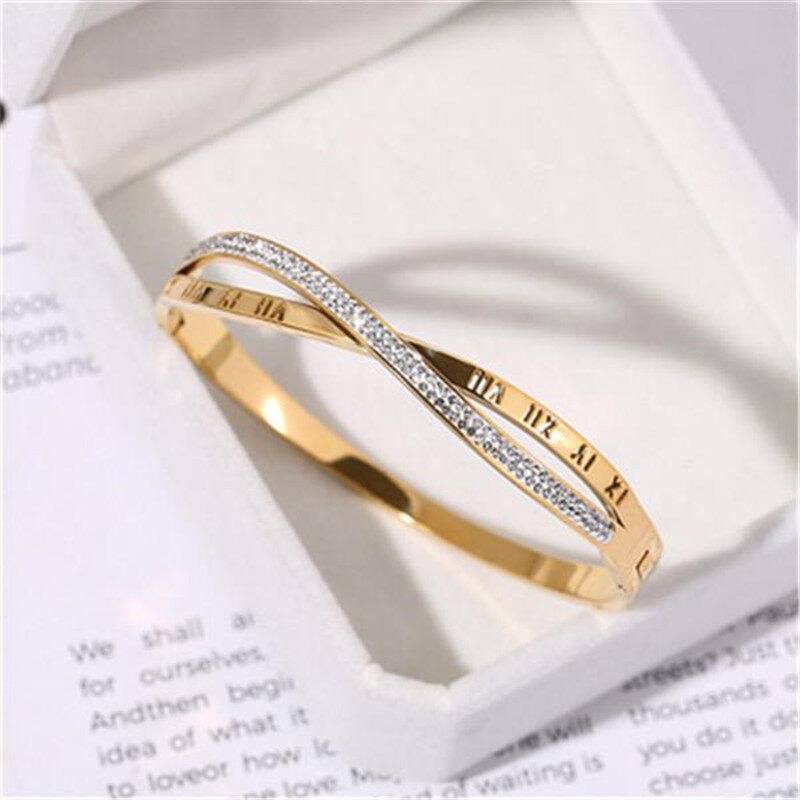 Vòng Tay Chữ Số La Mã Sang Trọng Mới Dành Cho Nữ, Vòng Tay Nữ Thanh Lịch Trang Sức Thép Titan, Đảng Quà Tặng