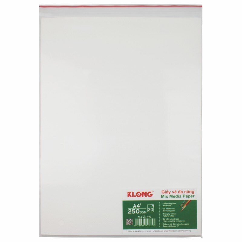 Giấy vẽ a4+ - 250 gsm - 20 tờ/tập klong ms: 774