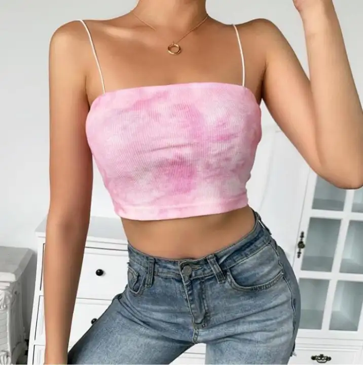 Moderntime Women Beauty Strap Crop Top Camis Chest Summer Crop Tops Women Camisole Tie Dye Tank Tops Sky Blue Lazada Ph