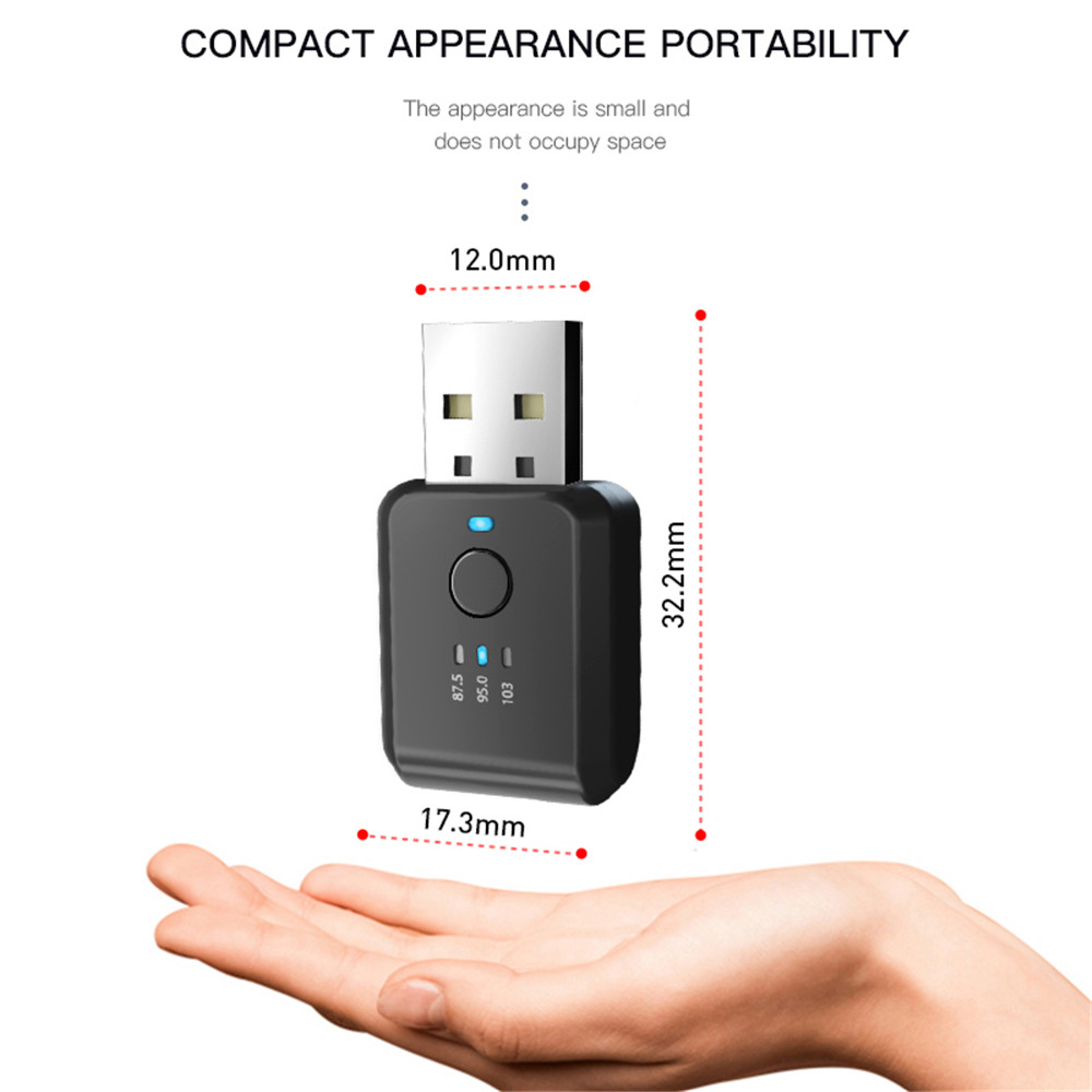 FM01 Bluetooth Wireless Receiver FM Transmitter Adapter Car Stereo Music Receiver USB 2-in-1