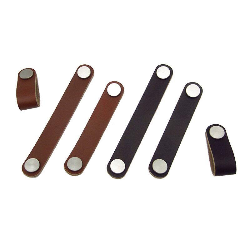 2sql Leather Leather Strap Furniture Hardware Cabinet Cupboard Handle Dresser Drawer Pull Door Kitchen Brown Wardrobe Knobs