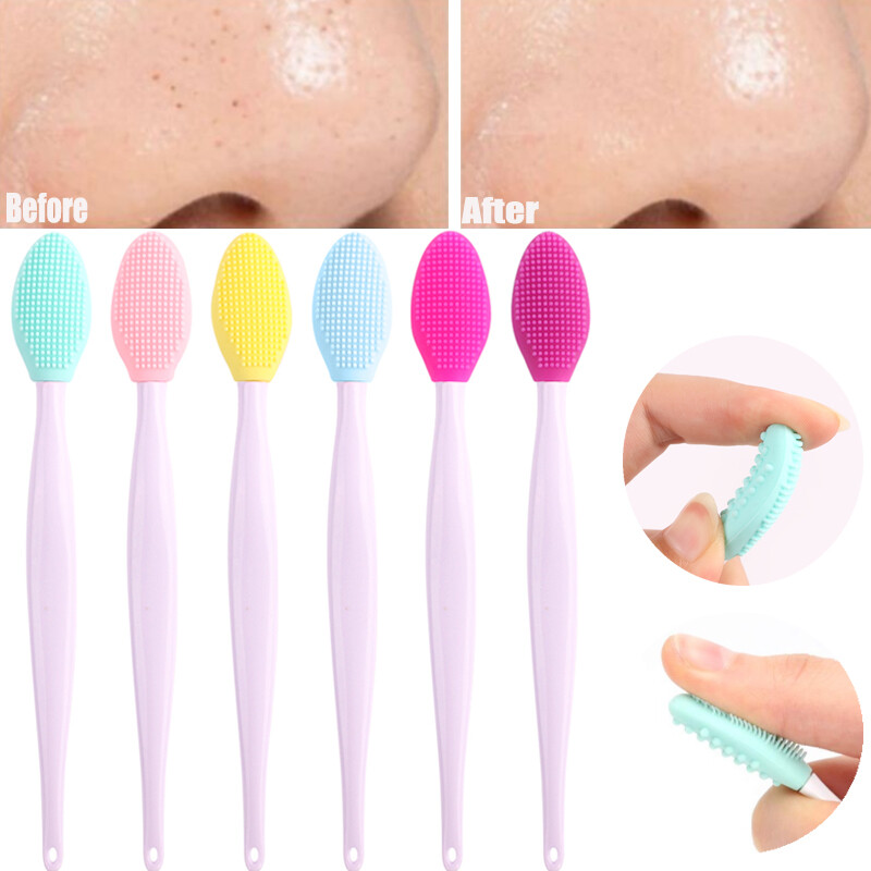 Double-Sided Silicone Exfoliating Soft Nose Brush/Lip Nose Cleaning Scrubber /Face Deep Clean Massage Face Scrub Brush