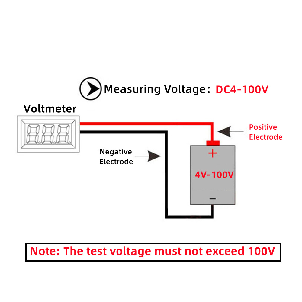 Vôn Kế Hai Dây Tròn Màn Hình Kỹ Thuật Số LED DC 4-100V Đồng Hồ Đo Dòng Điện Điện Áp Xe Hơi Kỹ Thuật Số DC Thiết Bị Kiểm Tra Thiết Bị Kiểm Tra Màn Hình