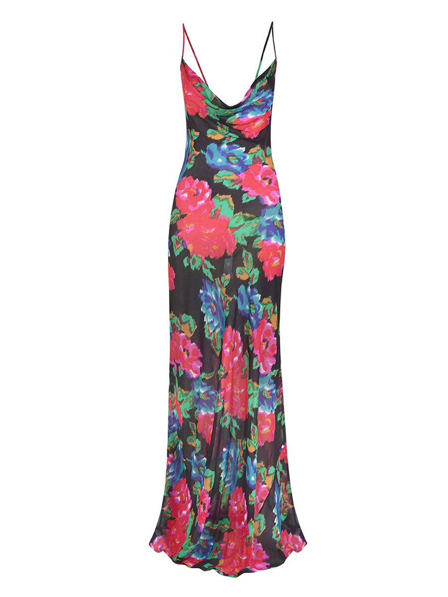 Facialbeauty-New Women Y2k Spaghetti Strap Stain Maxi Dress Summer Sleeveless Deep V Neck Lace Patchwork Bodycon Midi Party Dress