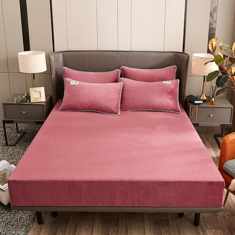 Plush thermal Bed sheets, flannel bed sheets, autumn and winter bed sheets, fleece bed sheet, non-slip bed sheet, solid color bed sheets, mattress protectors, mattress covers,