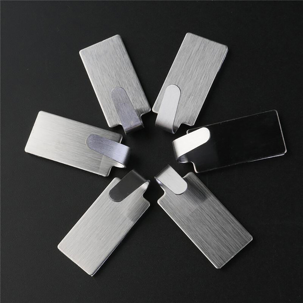 6Pcs Stainless Steel Wall-mounted Hook Bathroom Self-adhesive Towel Hook