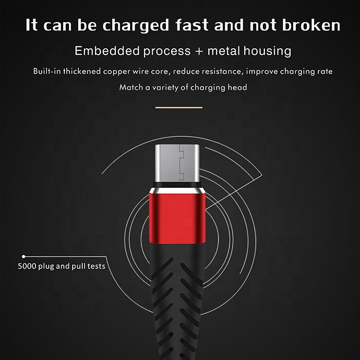 【100CM】Rtuyery 2.4A Fast High Charging Sync Charger Android Cable Micro Usb / Type C / Lightning IOS Nylon Braided USB Fast Charging Cable Usb Cable