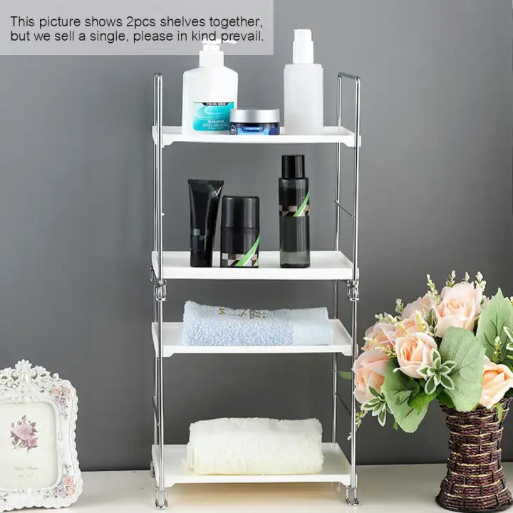 2 Tier Freestanding Stackable Organizer Shelf Storage Rack For