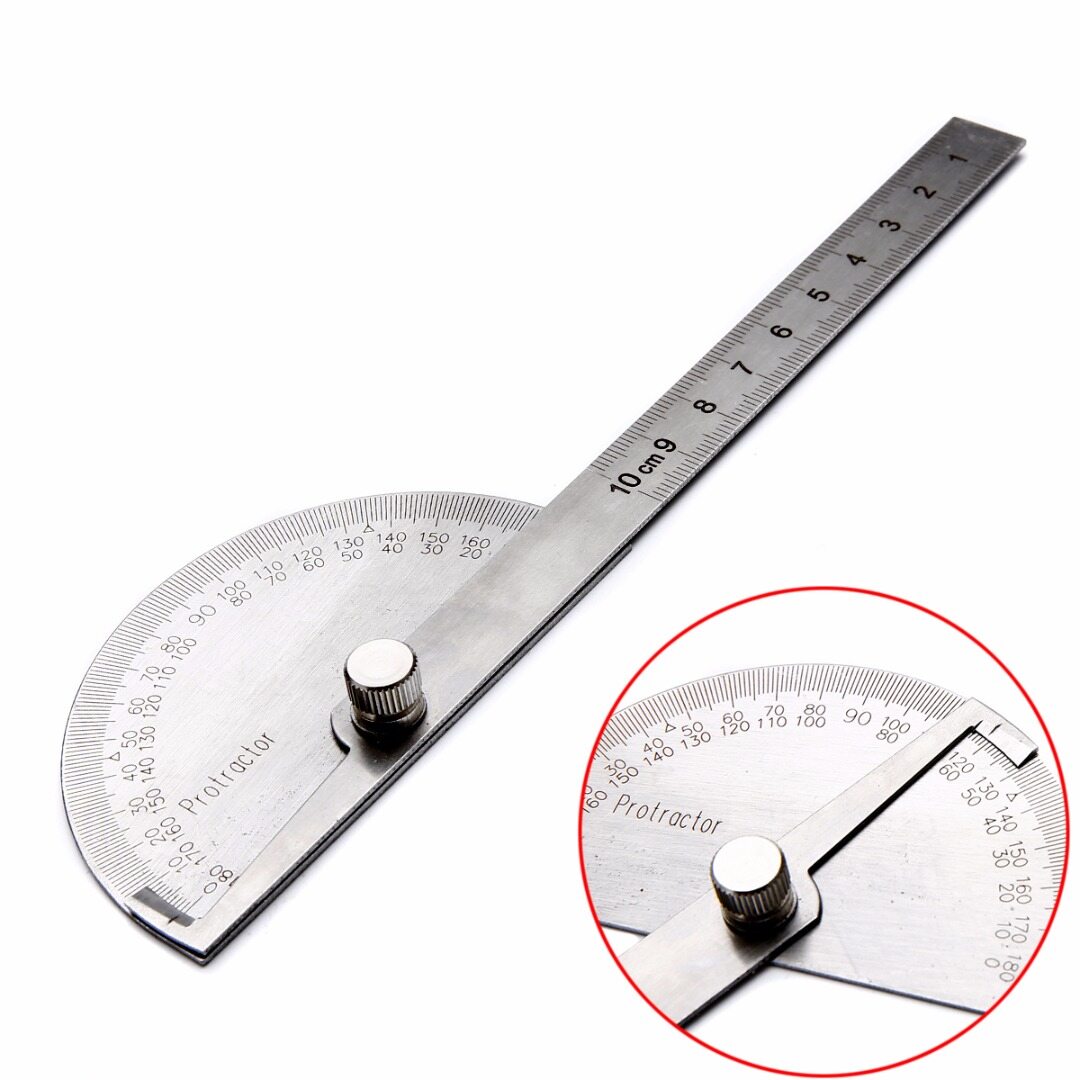 BOKALI 1pc New Stainless Steel 180 Degree Protractor Angle Ruler Rotary Measuring Tool