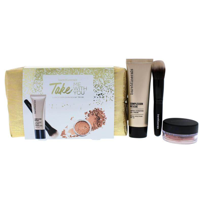 Buy bareMinerals Take Me With You - 07 Tan - 4 Pc Set 0.03oz Blush - Golden Gate, 0.68oz Complexion Rescue Tinted Hidrating Gel Cream SPF 30 - 07 Tan, Smoothing Face Brush, Makeup Bag Singapore