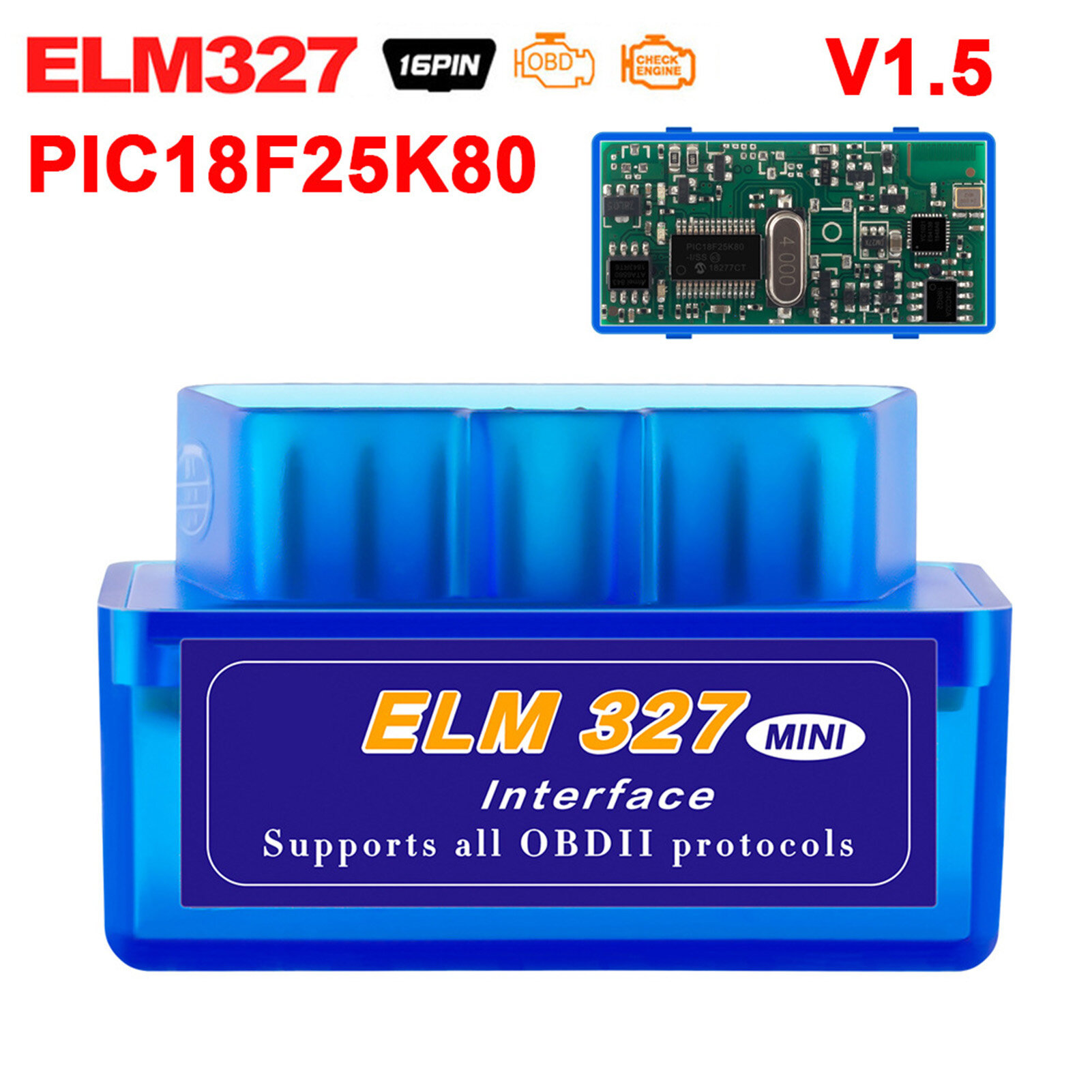 OBD2 Diagnostic Scanner ELM327 PIC25K80 Chip English Version Bluetooth-compatible BT OBD2 Code Reader for Motorcycle for Android OBD2 Scanner Check