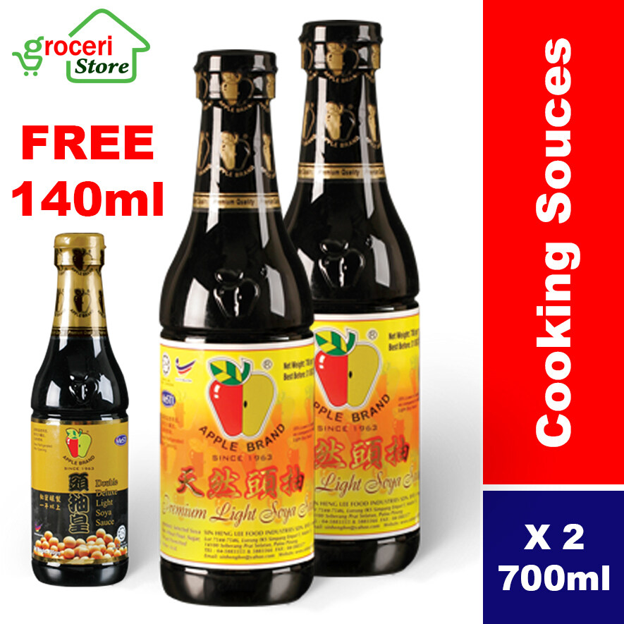 APPLE BRAND Golden Light Soya Sauce 天然頭抽 700ml x2 Lazada