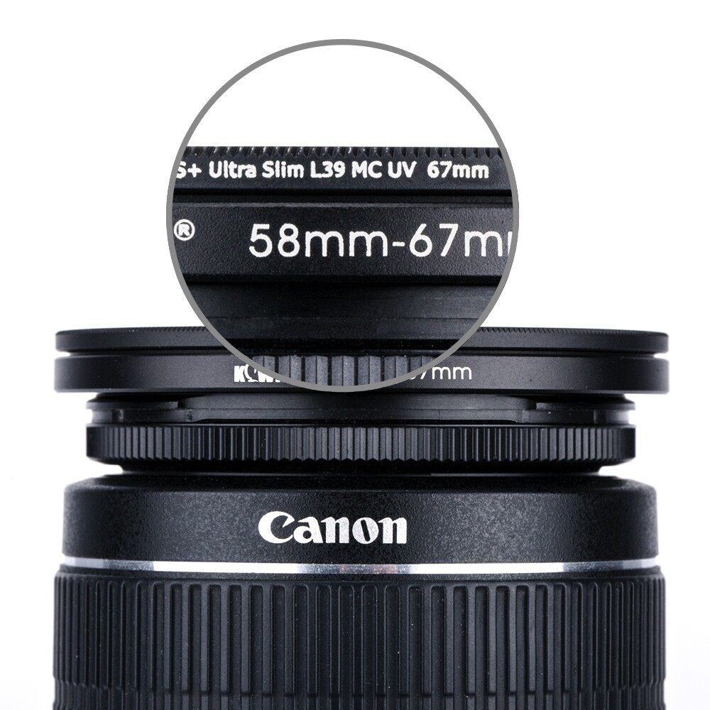Kiwifotos Bộ chuyển đổi Bộ lọc ống kính máy ảnh, Vòng tăng áp bộ lọc cho Kích thước ren từ nhỏ đến lớn, ống kính vạn năng Bộ lọc ống kính Bộ chuyển đổi bước lên từ 39mm đến 40.5mm đến 43mm đến 46mm đến 49mm đến 52mm đến 58mm đến 62mm đến 67mm đến