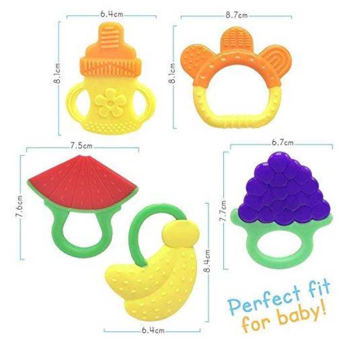 (5 Pack)Baby Teething Toys BPA Free Natural Organic Freezer Safe